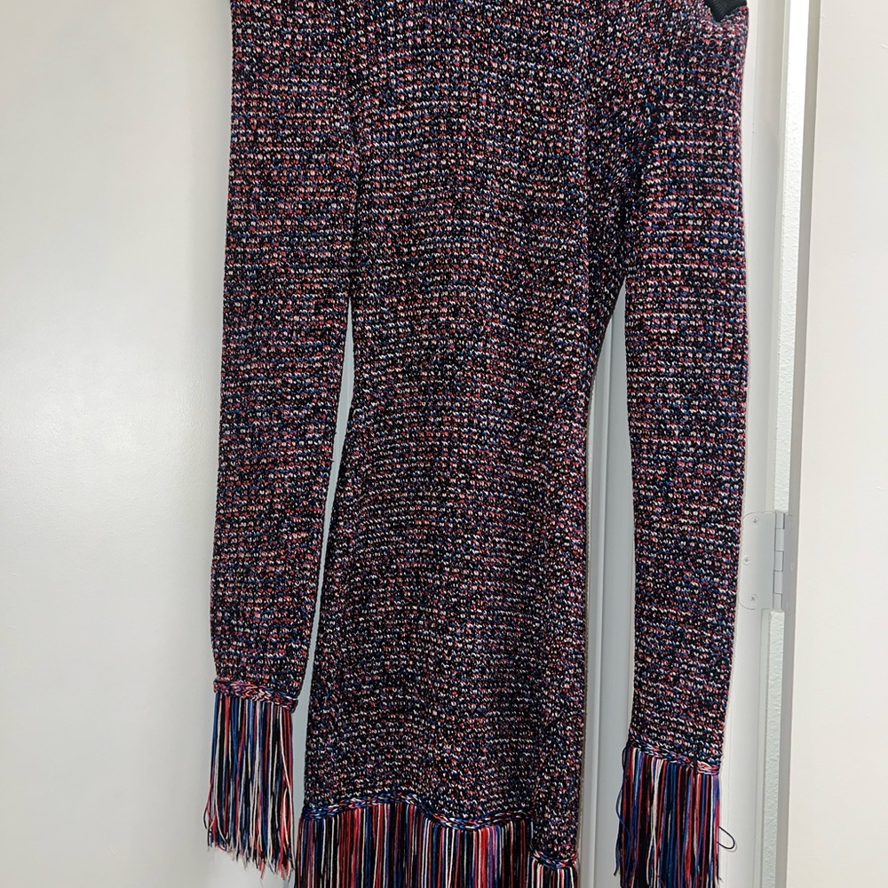 Balmain Multicolor Knit Dress with Fringe